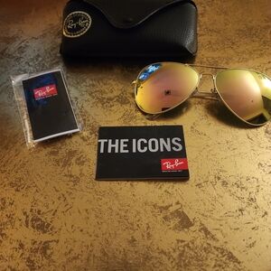 Ray-Ban Gold Frame Sunglasses with Mirrored Lenses